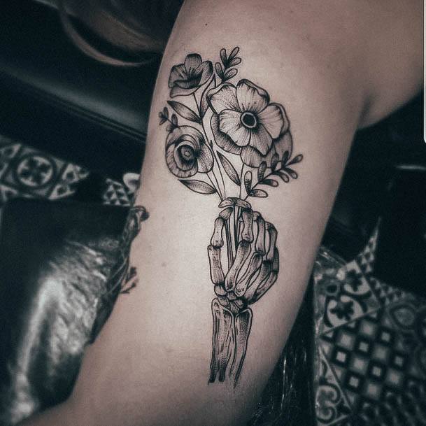 Feminine Skeleton Tattoo Designs For Women