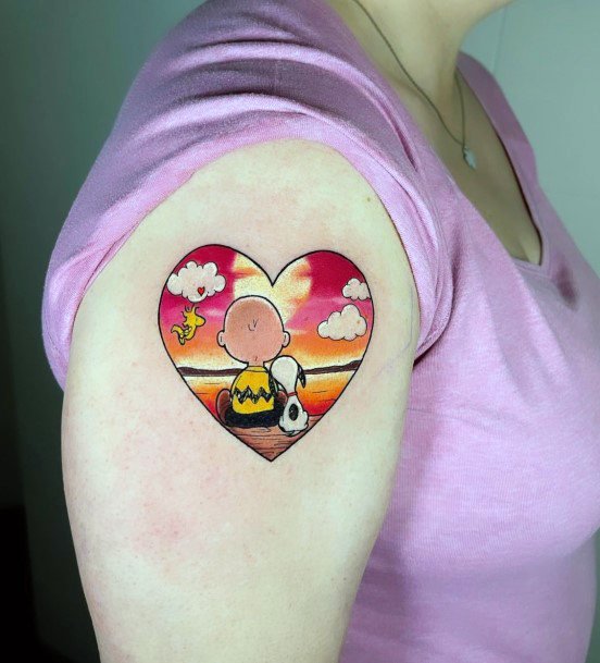 Feminine Snoopy Tattoo Designs For Women