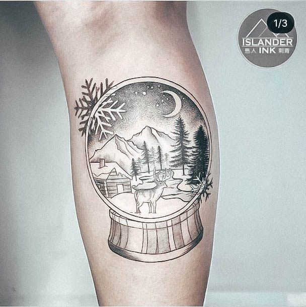 Feminine Snowglobe Tattoo Designs For Women