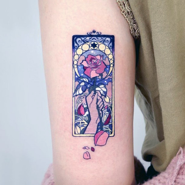 Feminine Stained Glass Tattoo Designs For Women