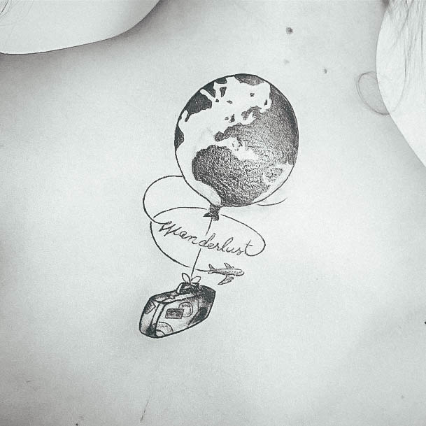 Feminine Suitcase Tattoo Designs For Women