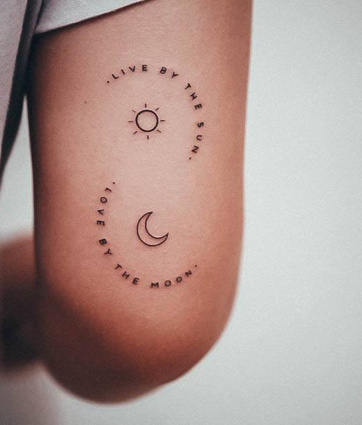 Feminine Sun And Moon Tattoo Designs For Women