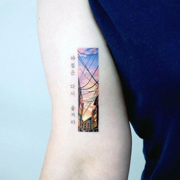 Feminine Sunset Sunrise Tattoo Designs For Women