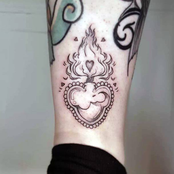 Feminine Tattoos For Women Flaming Heart