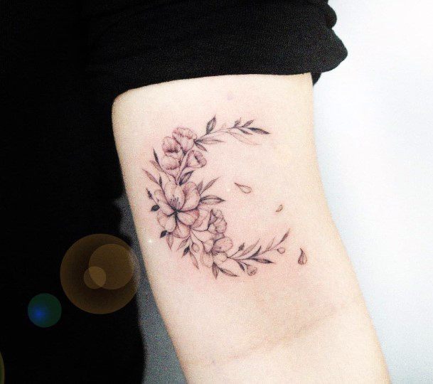 Feminine Tattoos For Women Flower Moon