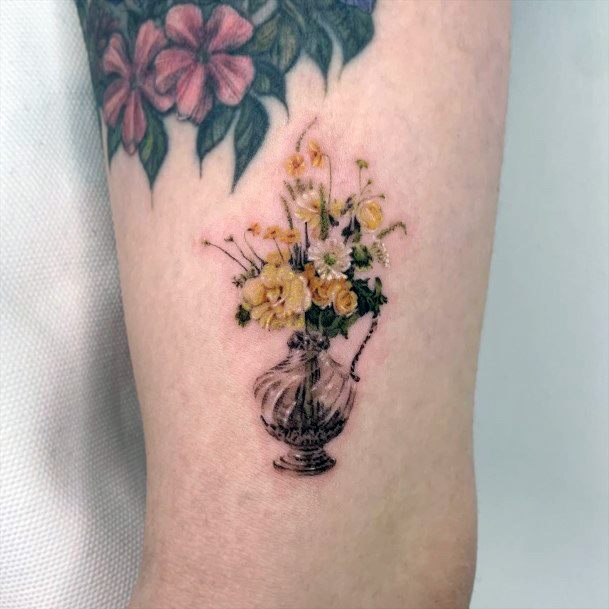 Feminine Tattoos For Women Flower Vase