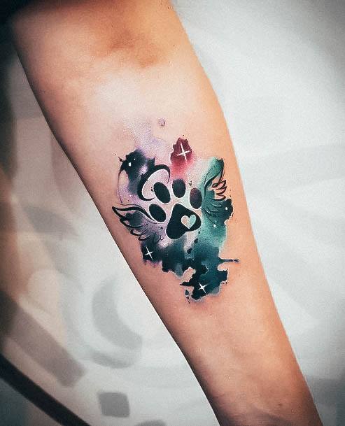 Feminine Tattoos For Women Girly Watercolor Dog Paw Print