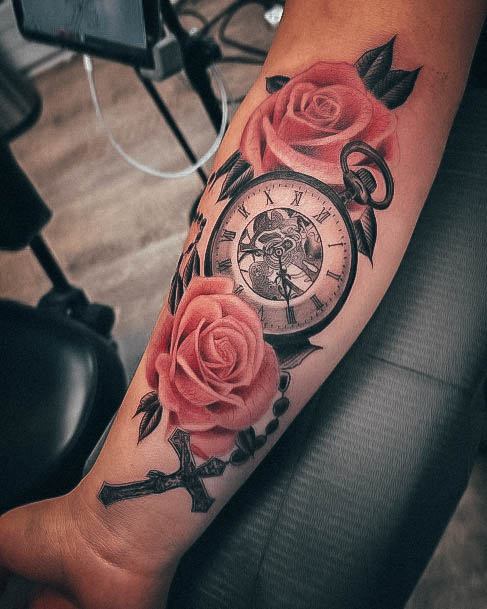 Feminine Tattoos For Women Rose Forearm