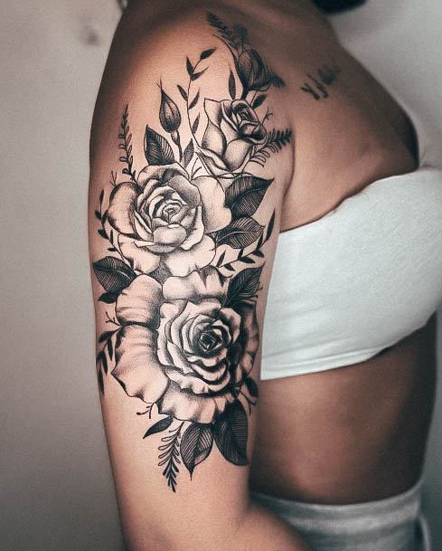 Feminine Tattoos For Women Rose Sleeve