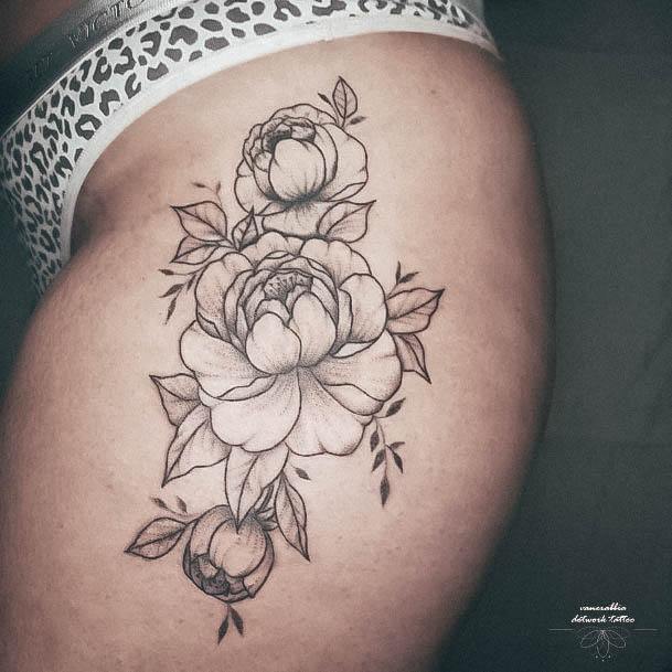 Feminine Tattoos For Women Rose Thigh