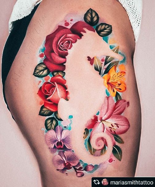 Feminine Tattoos For Women Seahorse