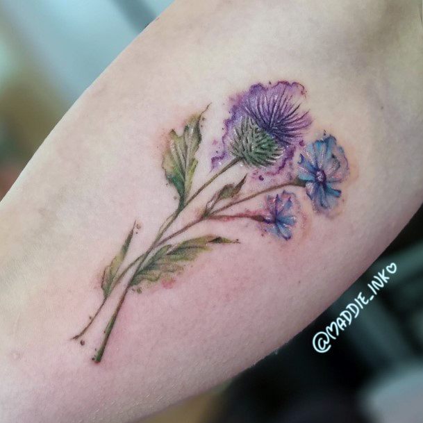 Feminine Tattoos For Women Thistle