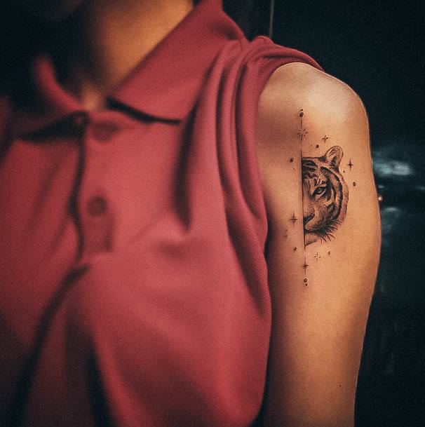 Feminine Tiger Tattoo Designs For Women On Arm