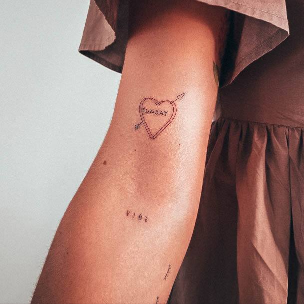 Feminine Tiny Tattoo Designs For Women Heart Arrow