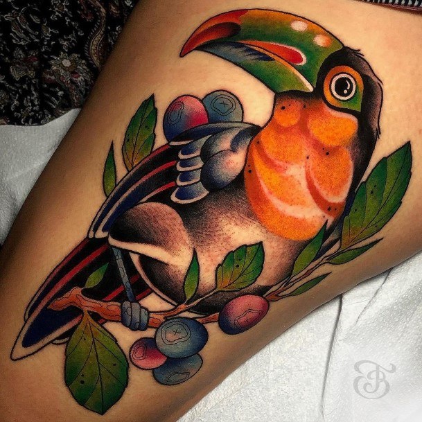 Feminine Toucan Tattoo Designs For Women