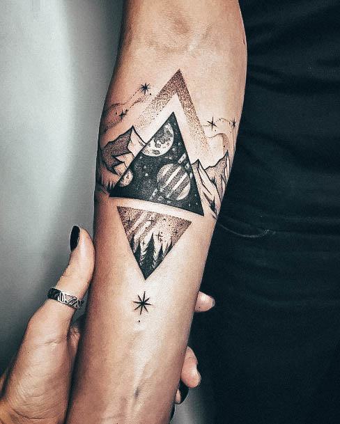 Feminine Triangle Tattoo Designs For Women