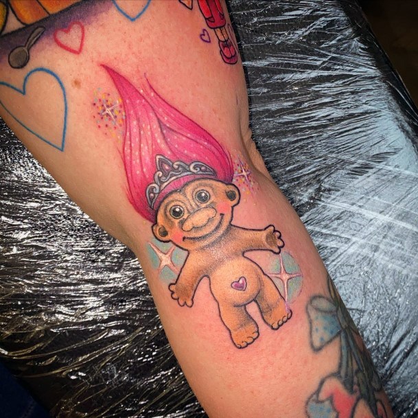 Feminine Troll Doll Tattoo Designs For Women