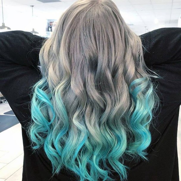 Feminine Turquoise Ombre Hairstyles Ideas For Women