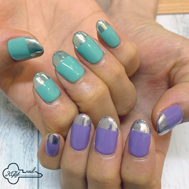 Feminine Two Tone Mirror Tip Nails Design Inspiration For Women