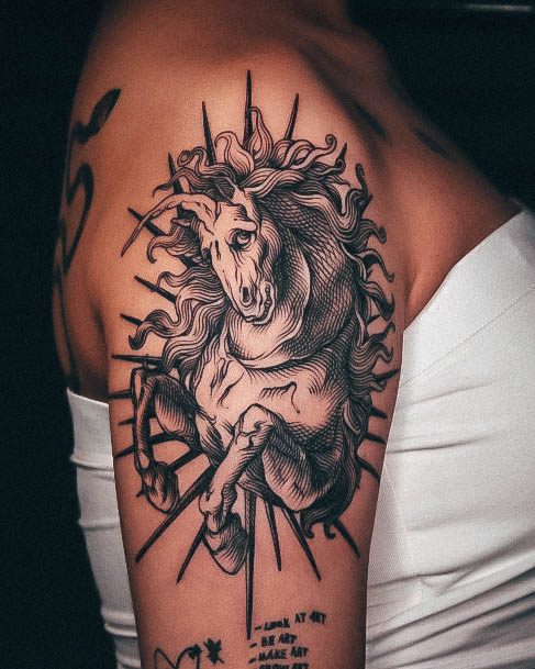 Feminine Unicorn Tattoo Designs For Women