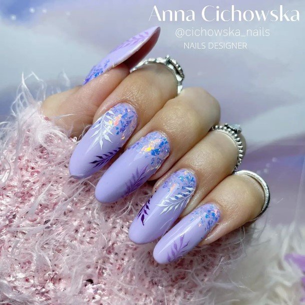 Feminine Violet Fingernails Women