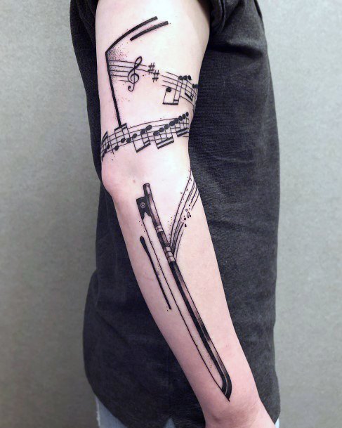 Feminine Violin Tattoo Designs For Women