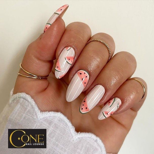 Feminine Watermelon Fingernails Women