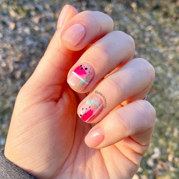 Feminine Watermelon Nail Designs For Women