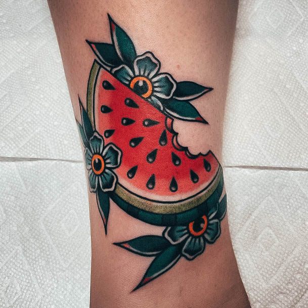 Feminine Watermelon Tattoo Designs For Women