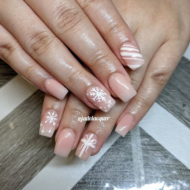 Feminine White And Nude Nail Designs For Women