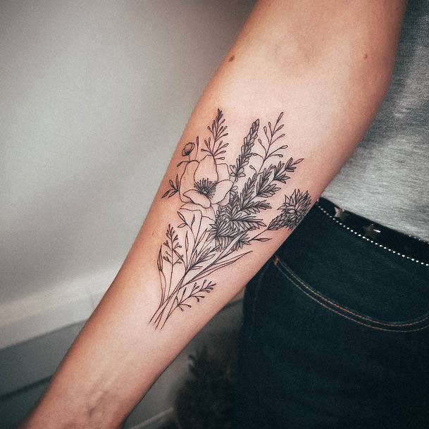 Feminine Wildflower Tattoo Designs For Women