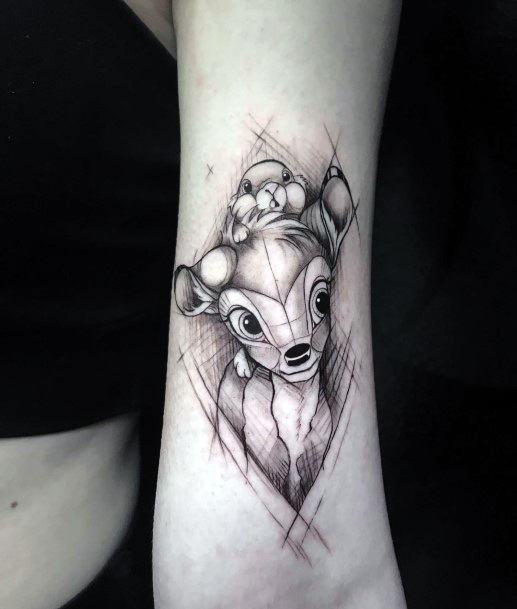 Feminine Womens Bambi Tattoo