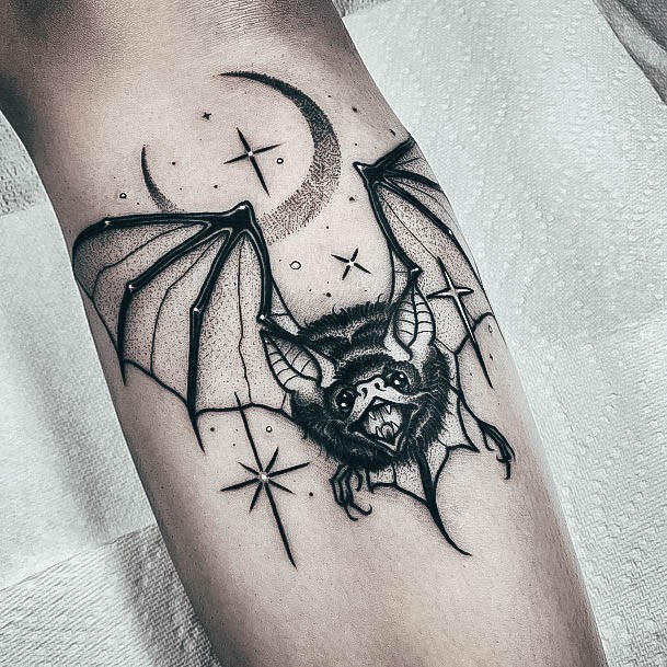 Feminine Womens Bat Tattoo