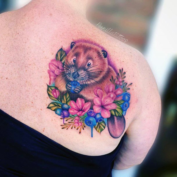 Feminine Womens Beaver Tattoo