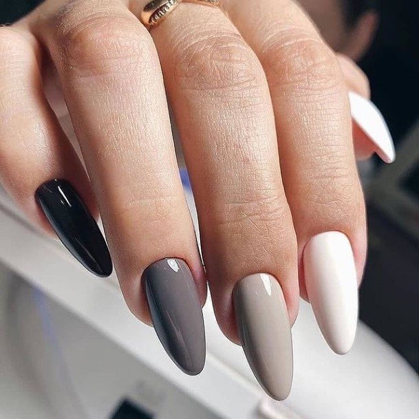 Feminine Womens Black And Grey Nail