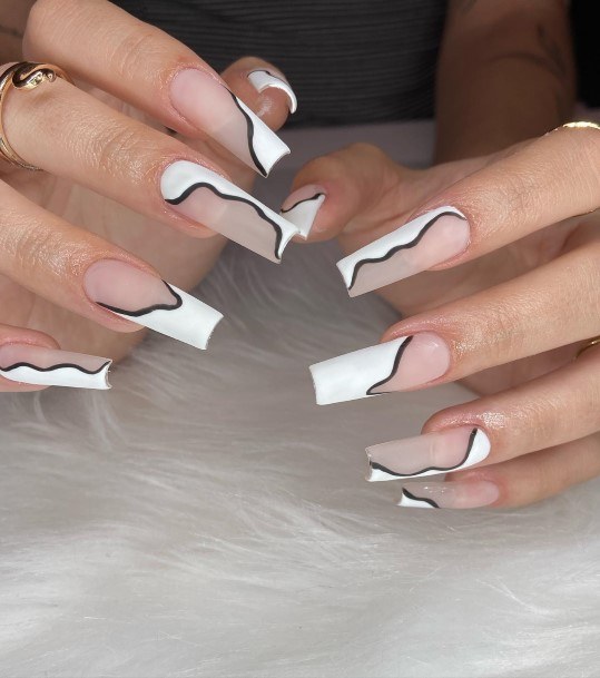 Feminine Womens Black And White Nail