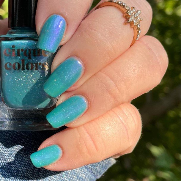 Feminine Womens Blue And Green Nail