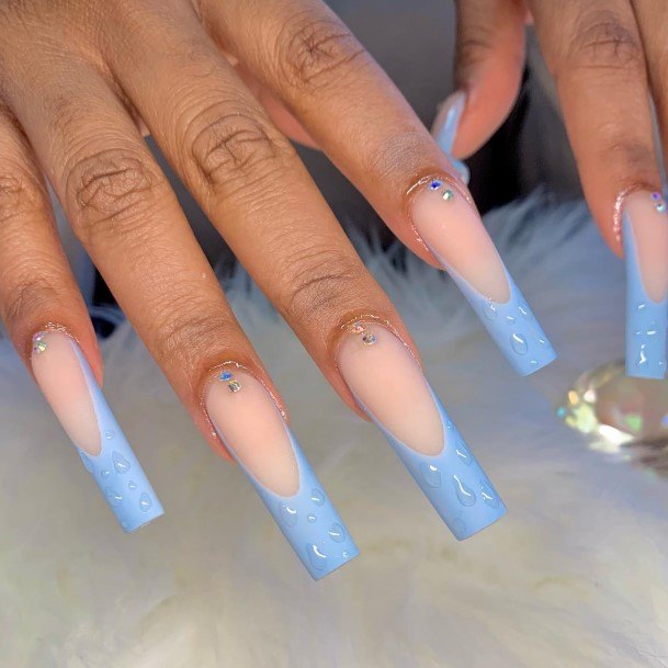 Feminine Womens Blue French Tip Nail