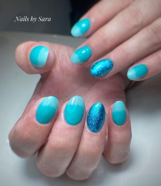 Feminine Womens Blue Ombre Nail