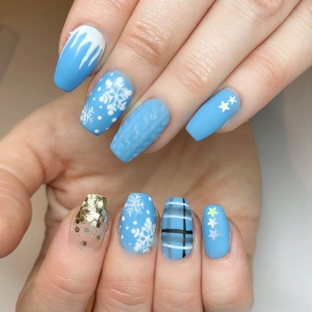 Feminine Womens Blue Winter Nail