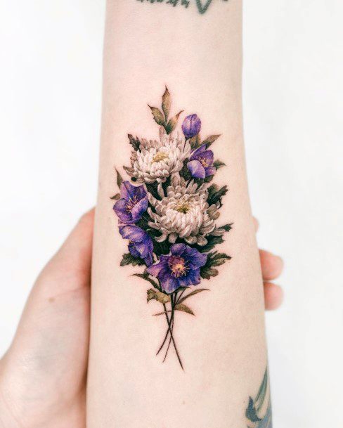 Feminine Womens Bouquet Tattoo