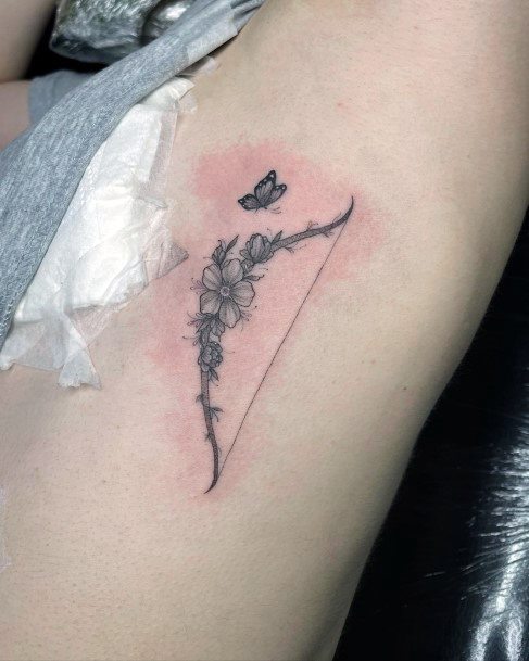 Feminine Womens Bow And Arrow Tattoo