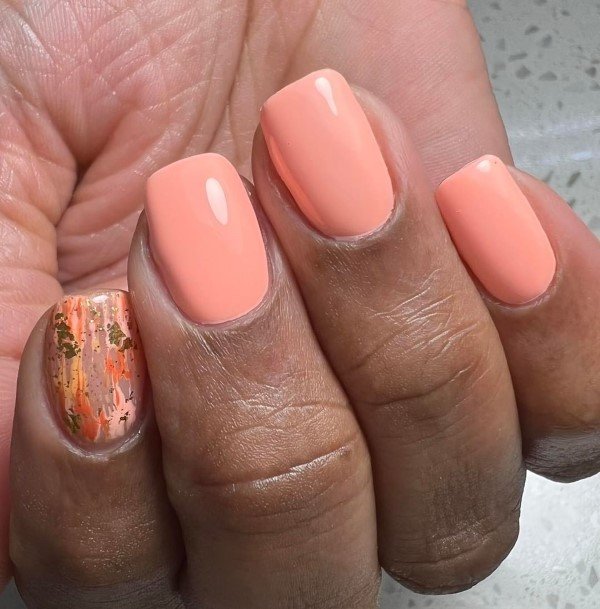 Feminine Womens Bright Coral Nail