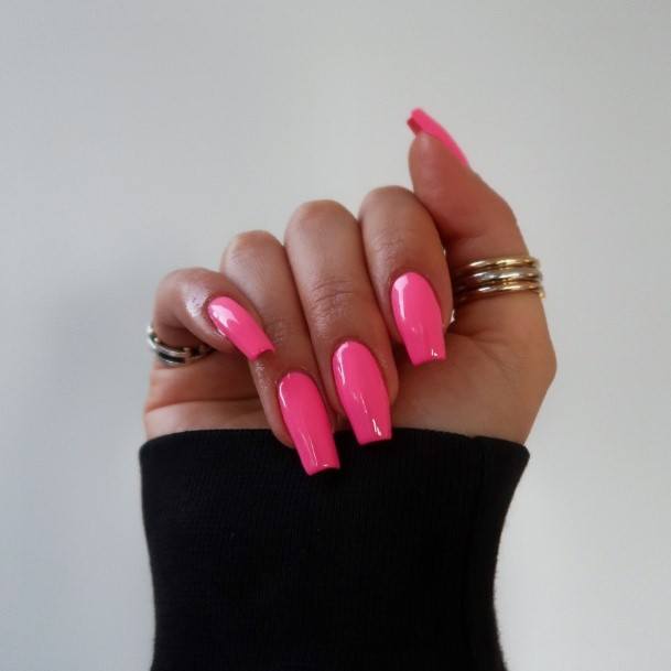 Feminine Womens Bright Pink Nail