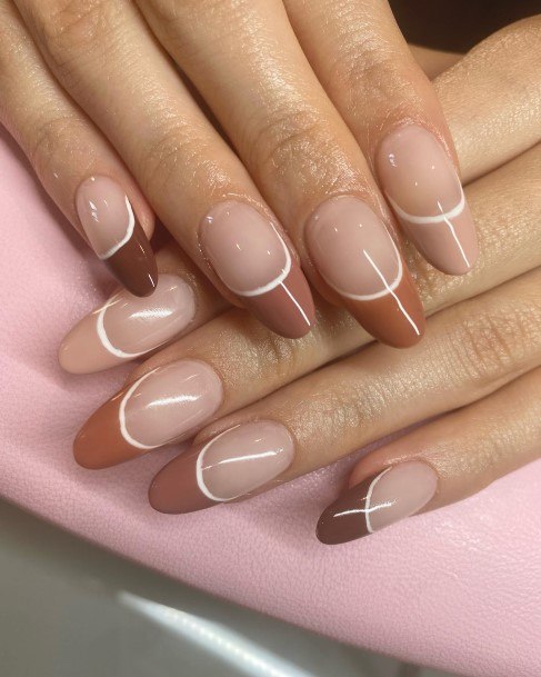 Feminine Womens Brown French Tip Nail