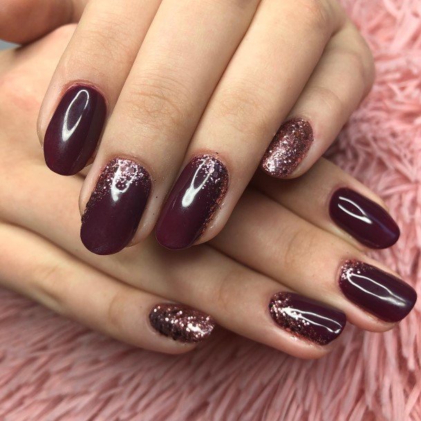 Feminine Womens Burgundy Nail