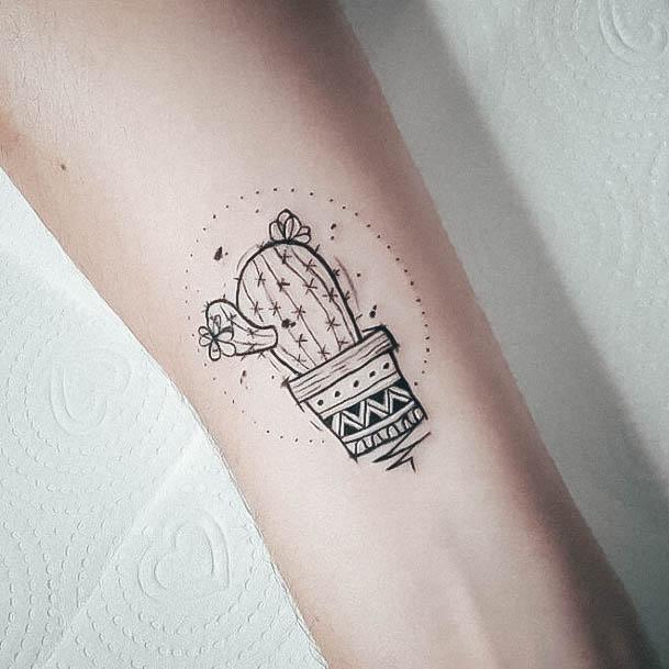 Feminine Womens Cactus Tattoo