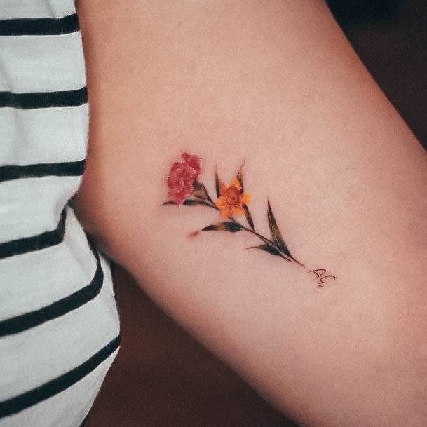 Feminine Womens Carnation Tattoo