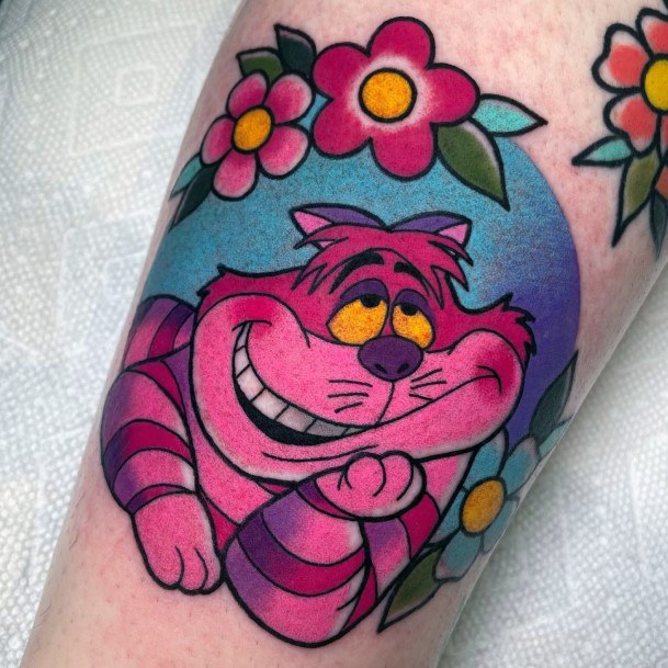 Feminine Womens Cheshire Cat Tattoo