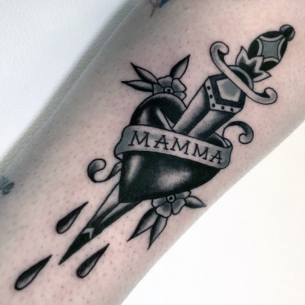 Feminine Womens Dagger Heart Tattoo